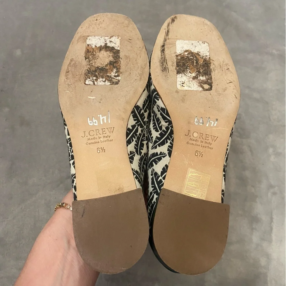 J. Crew Women's Cream Green Banana Leaf Print Loafers